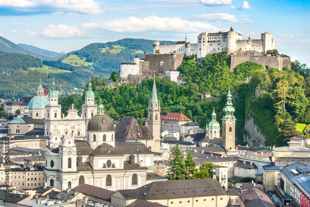 Beautiful view of the historic city of Salzburg, Austria