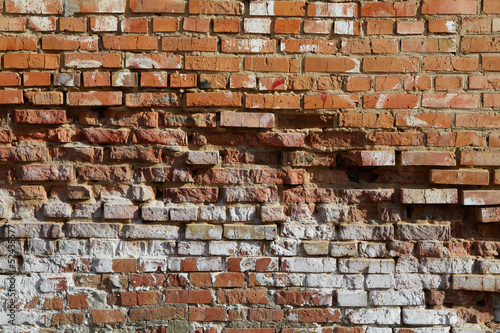 The ancient dirty brick wal