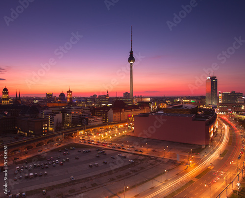 Berlin Skyline Panorama with Sunset