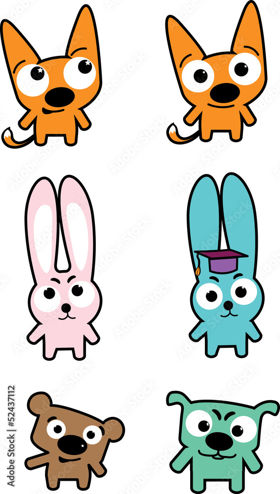 Obraz premium vector set of funny animals