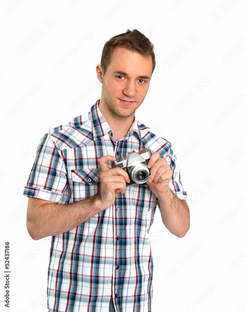 Junger Mann mit Kamera Junger Mann mit Kamera