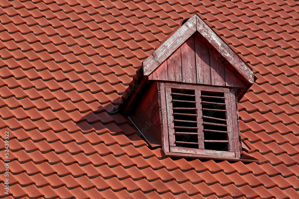 close up of red tiled roof