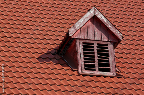 close up of red tiled roof