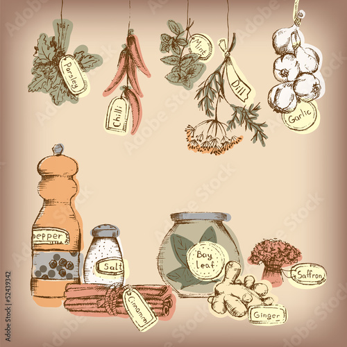 Set of spices and herbs