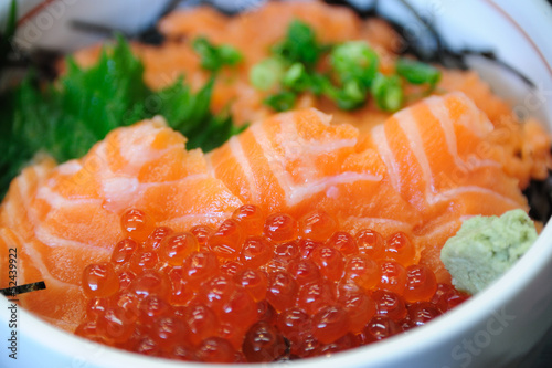 Ikura and Salmon Japanese Cuisine