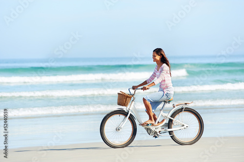 beach bicycle woman
