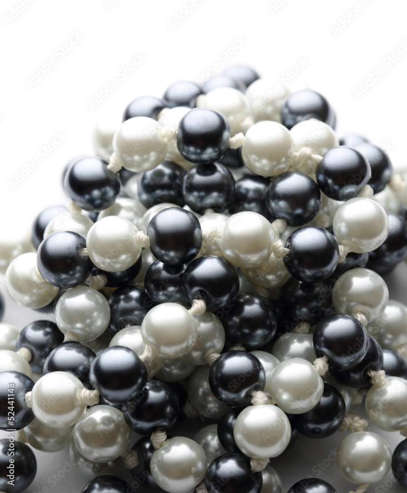 String of black and white pearls String of black and white pearls