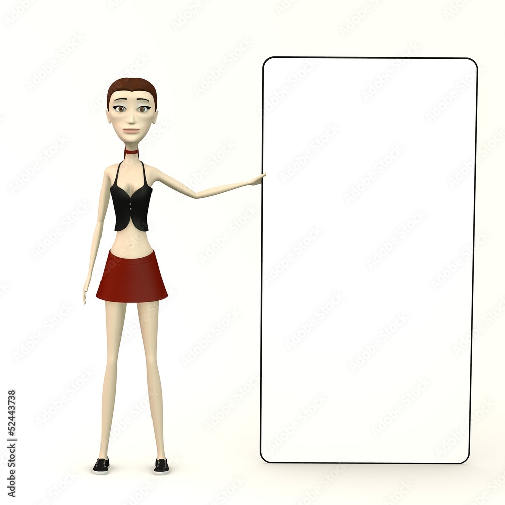 cartoon character girl in casual clothes with empty board cartoon character girl in casual clothes with empty board