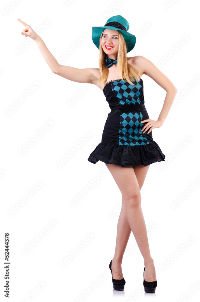 Young girl in saint patrick celebration concept Young girl in saint patrick celebration concept