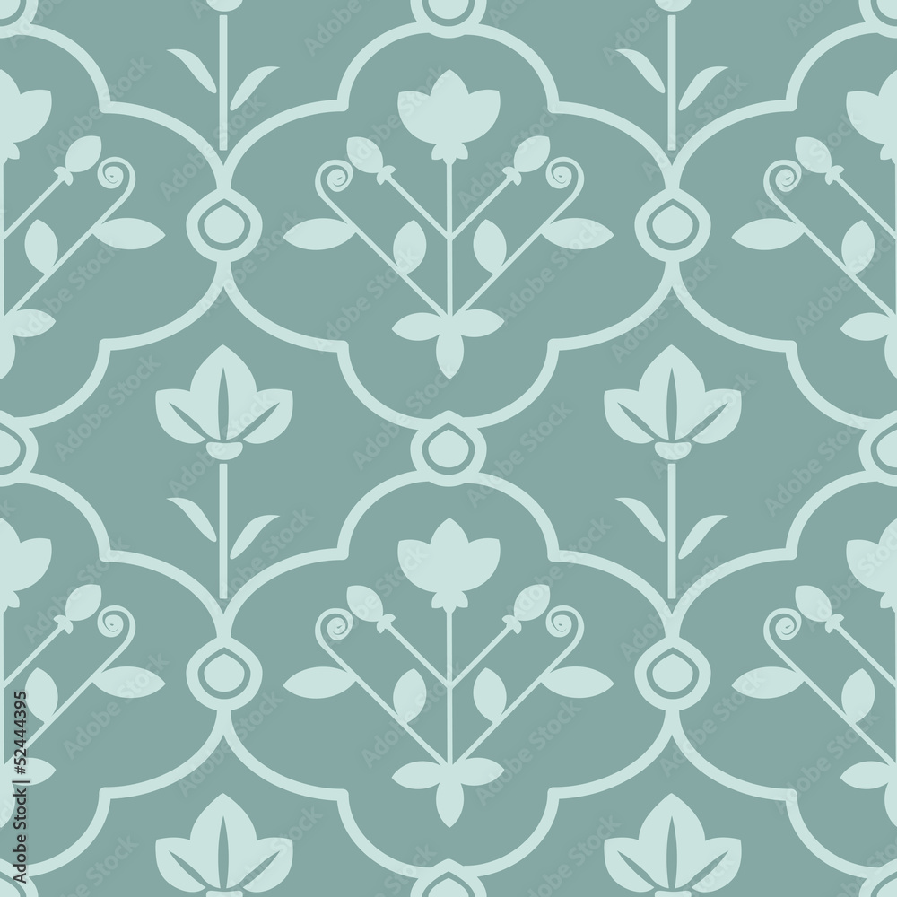 Seamless blue ornamental decorative pattern