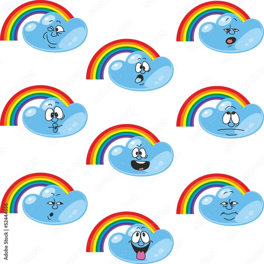 Weather cartoon rainbow set 002
