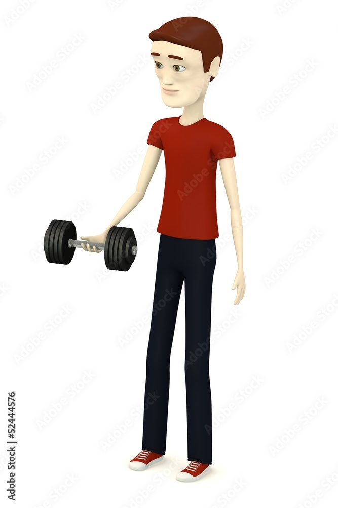 3d render of cartoon character with dumbell 3d render of cartoon character with dumbell