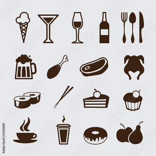 food and drink, icons set