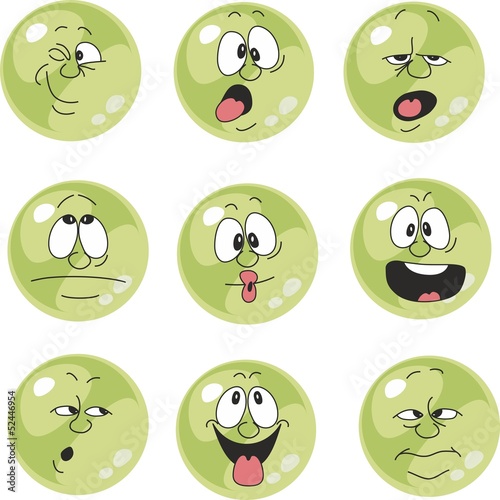 Emotion smiles green color set  009