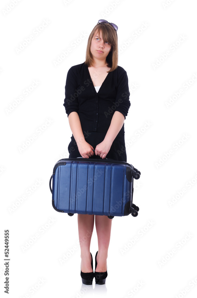 Young girl traveller isolated on white Young girl traveller isolated on white