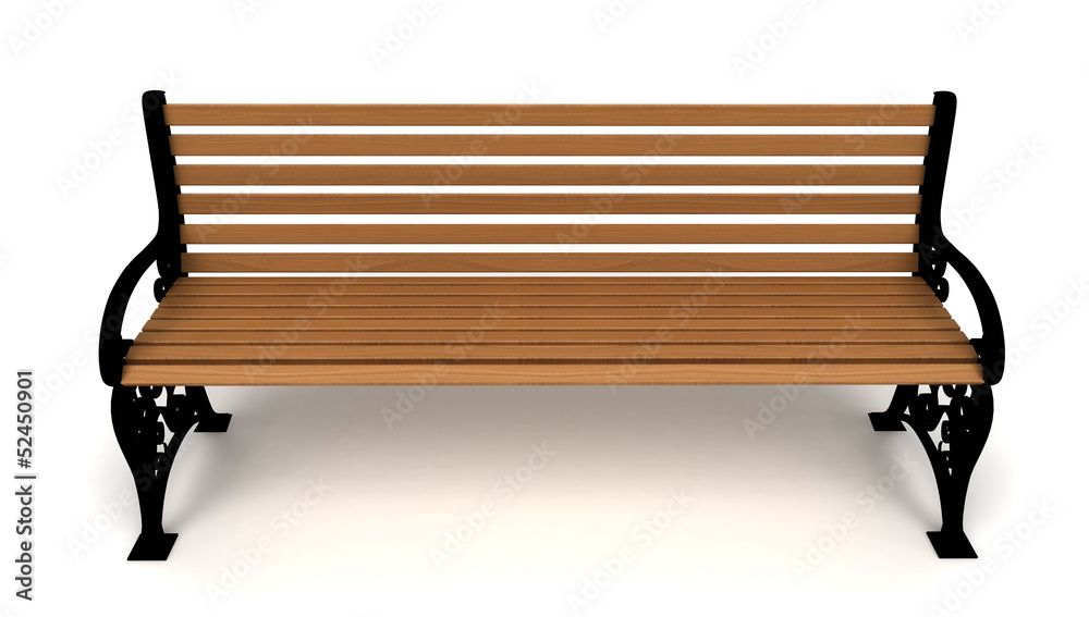 Panchina in legno, 3d, rendering, Sfondo Bianco Panchina in legno, 3d, rendering, Sfondo Bianco