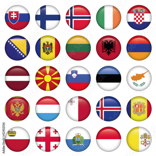 European Buttons Round Flags