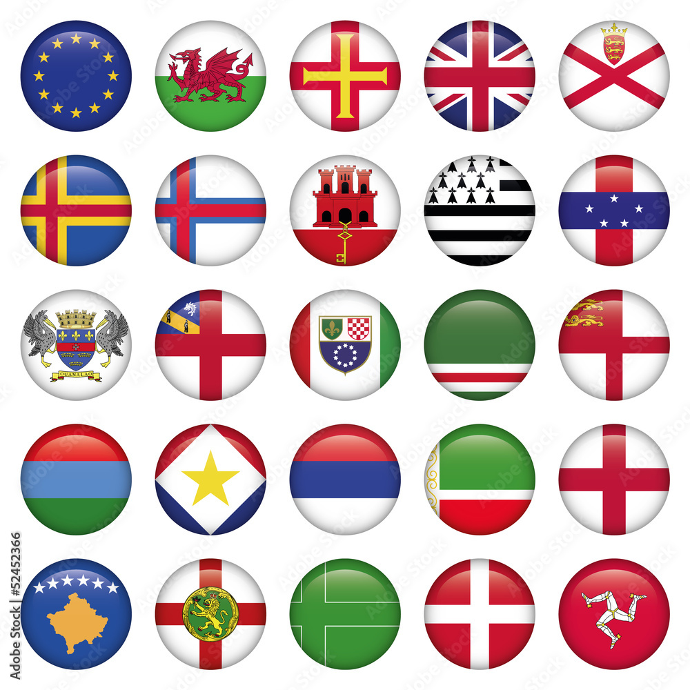 Set of European Round Flag Icons