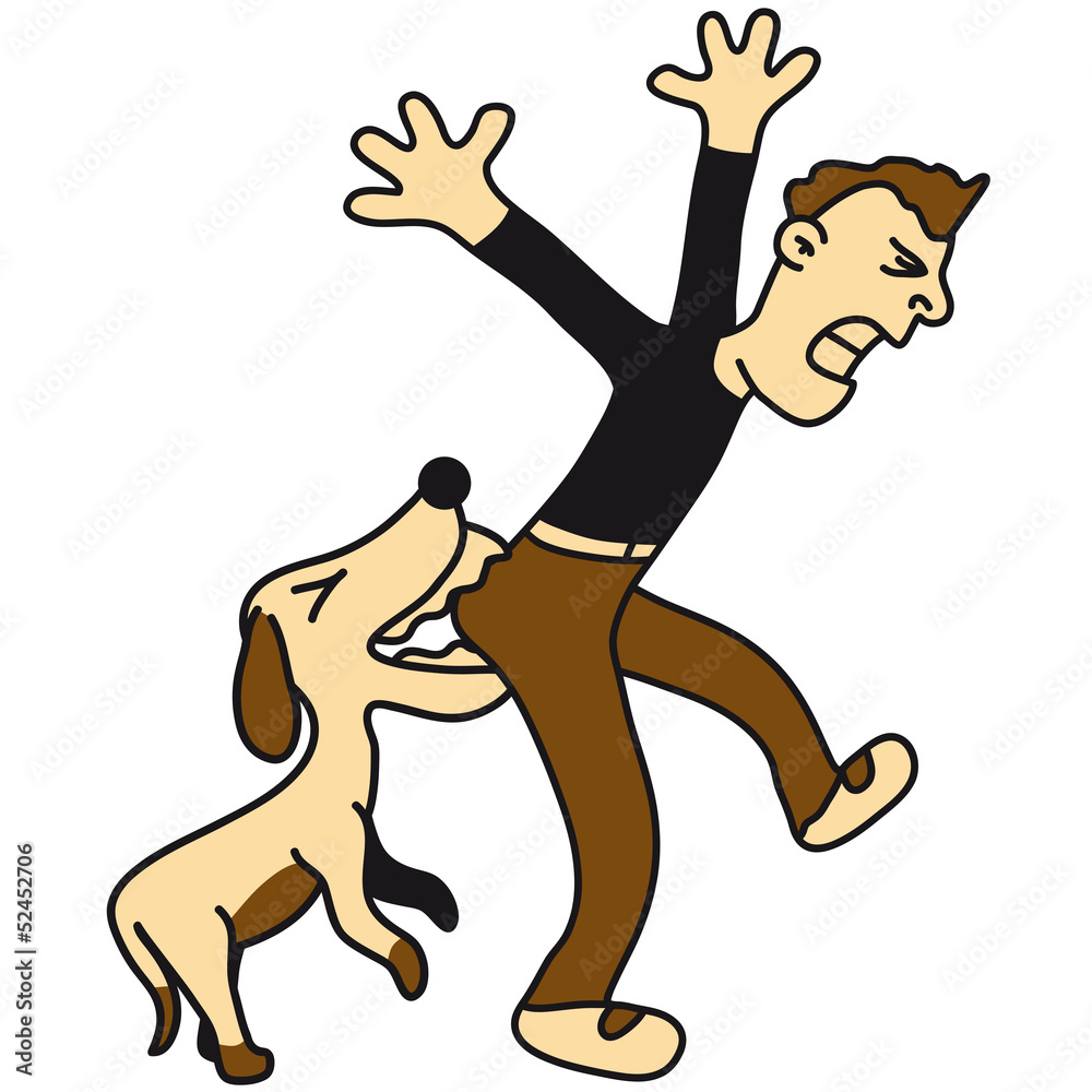 Dog Bites Man In The Ass StockIllustration Adobe Stock