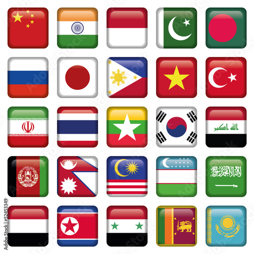 Asia Flags Square Icons