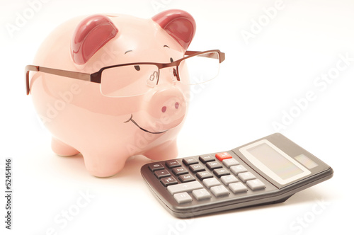 Pink Piggy Bank With Calculator