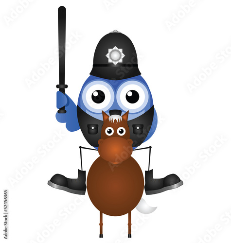 Mounted policeman sat on his horse