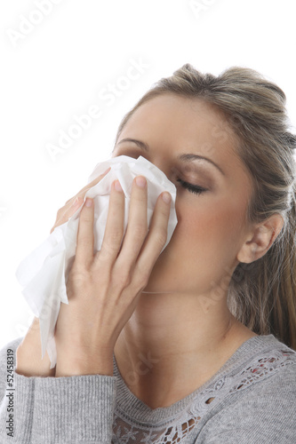 Model Released. Young Woman Sneezing