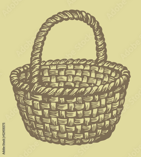 Vector. Monochrome picture wickerwork basket