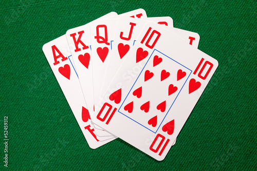 Obraz na plátně Poker cards with royal flush combination