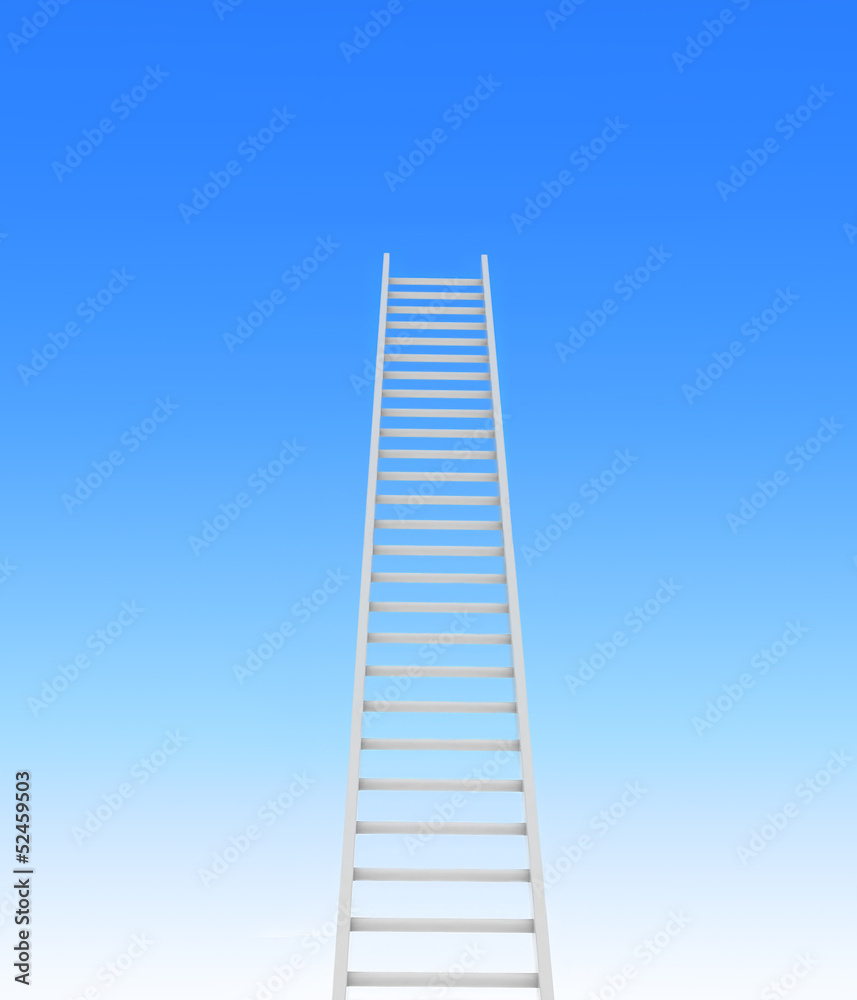 ladder leading to a sky - rendered in 3d ladder leading to a sky - rendered in 3d