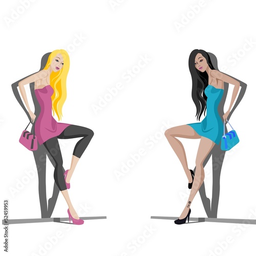sexy brunette and blonde ladies