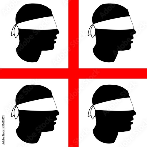 BANDIERA QUADRATA QUATTRO MORI BENDATI SARDI SARDEGNA SARDA