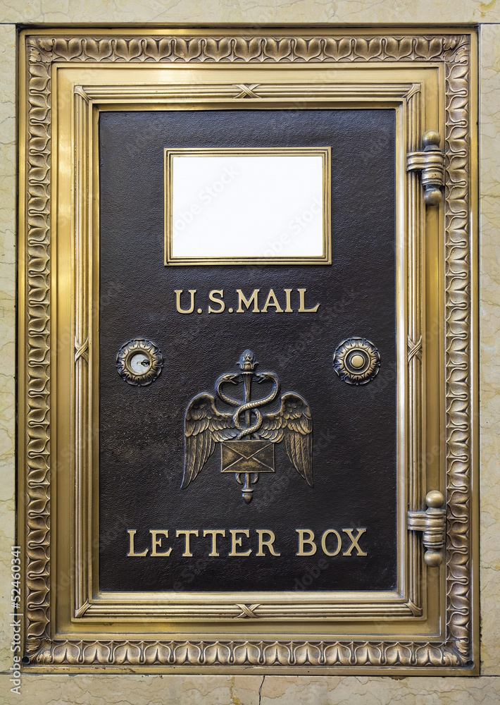 Fototapeta premium Antique Brass US Mail Letter Box