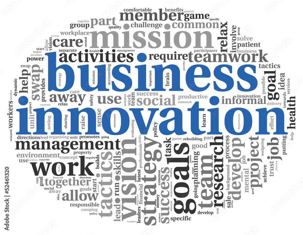 Business innovation concept in word tag cloud