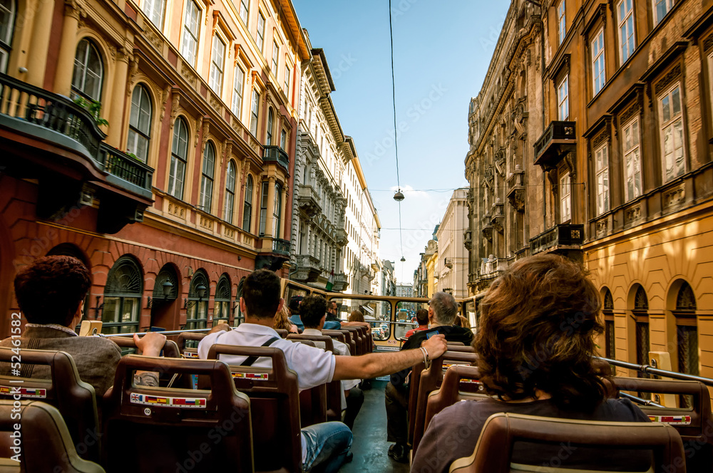 Fototapeta premium Sightseeing bus on Budapest streets