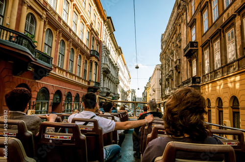 Sightseeing bus on Budapest streets photo