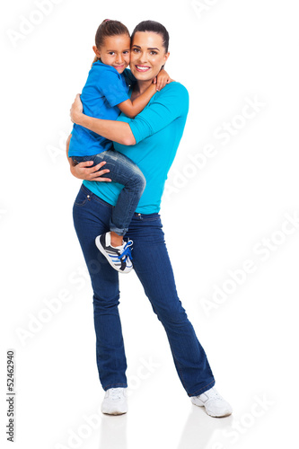 woman carrying her little girl