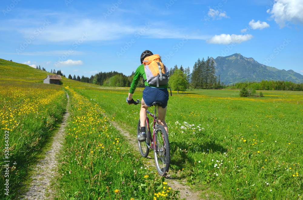Radfahren, Berge, Wiesen Radfahren, Berge, Wiesen