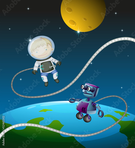 An astronaut and a robot