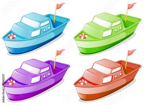 Four boats in different colors