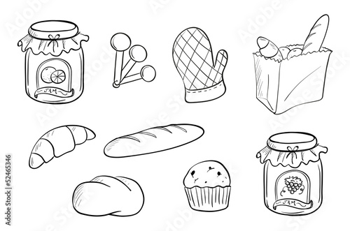 Doodle design of bread and jam