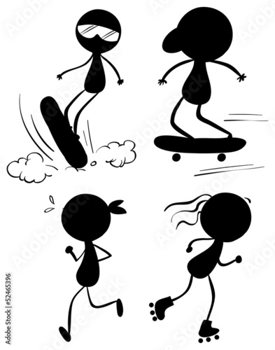 Silhouettes of people engaging in different outdoor activities