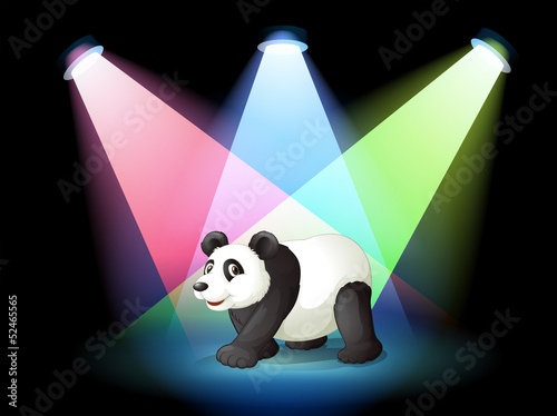 A stage with a giant panda