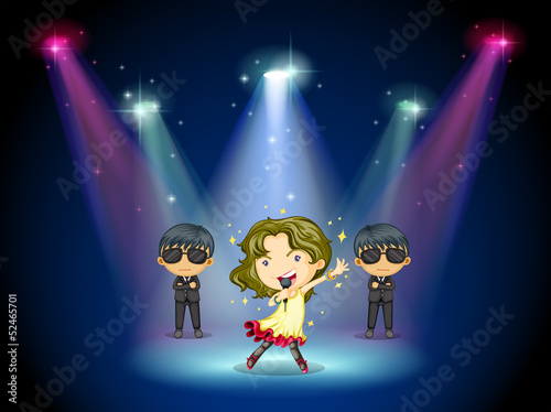 A young singer at the center of the stage