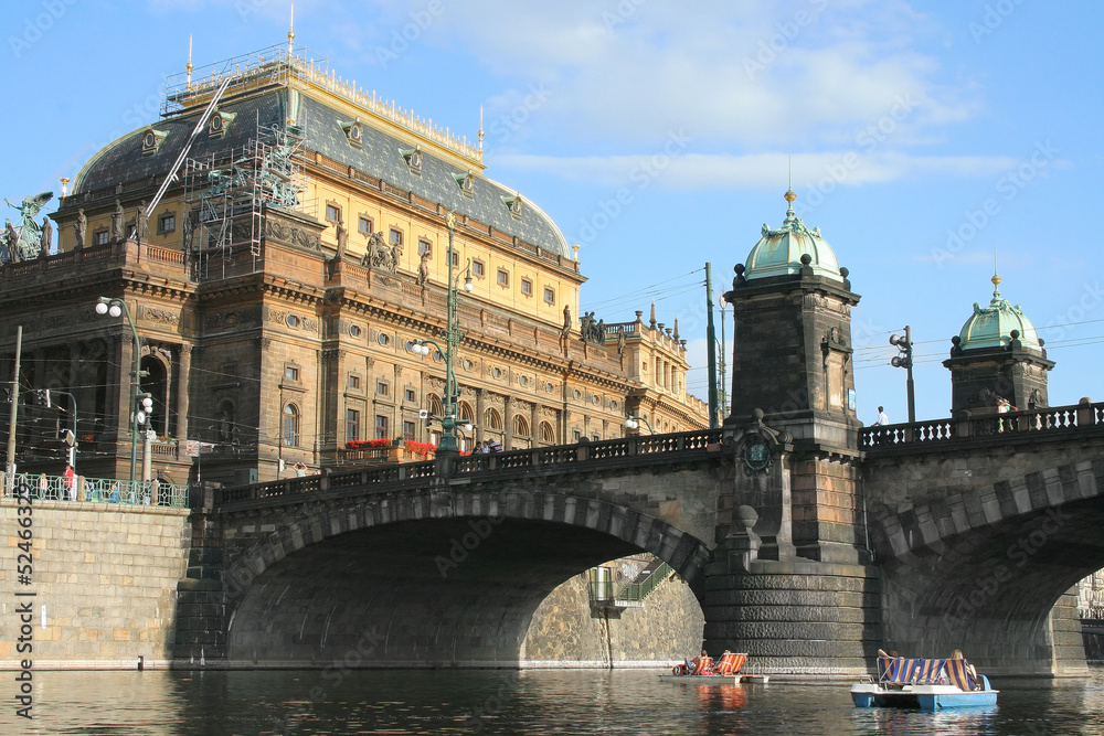 Prague, National Theatre and bridge Lehii