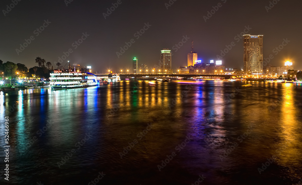 Nile bridge at night