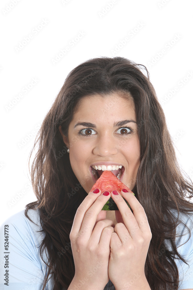 Model Released. Young Woman Eating Water Melon Model Released. Young Woman Eating Water Melon