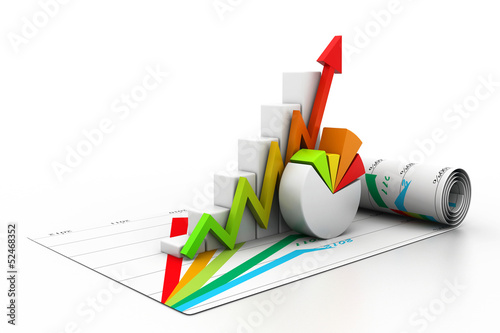 3d business growth graph.