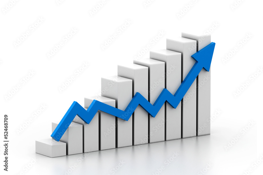 Business man with a growth graph Business man with a growth graph