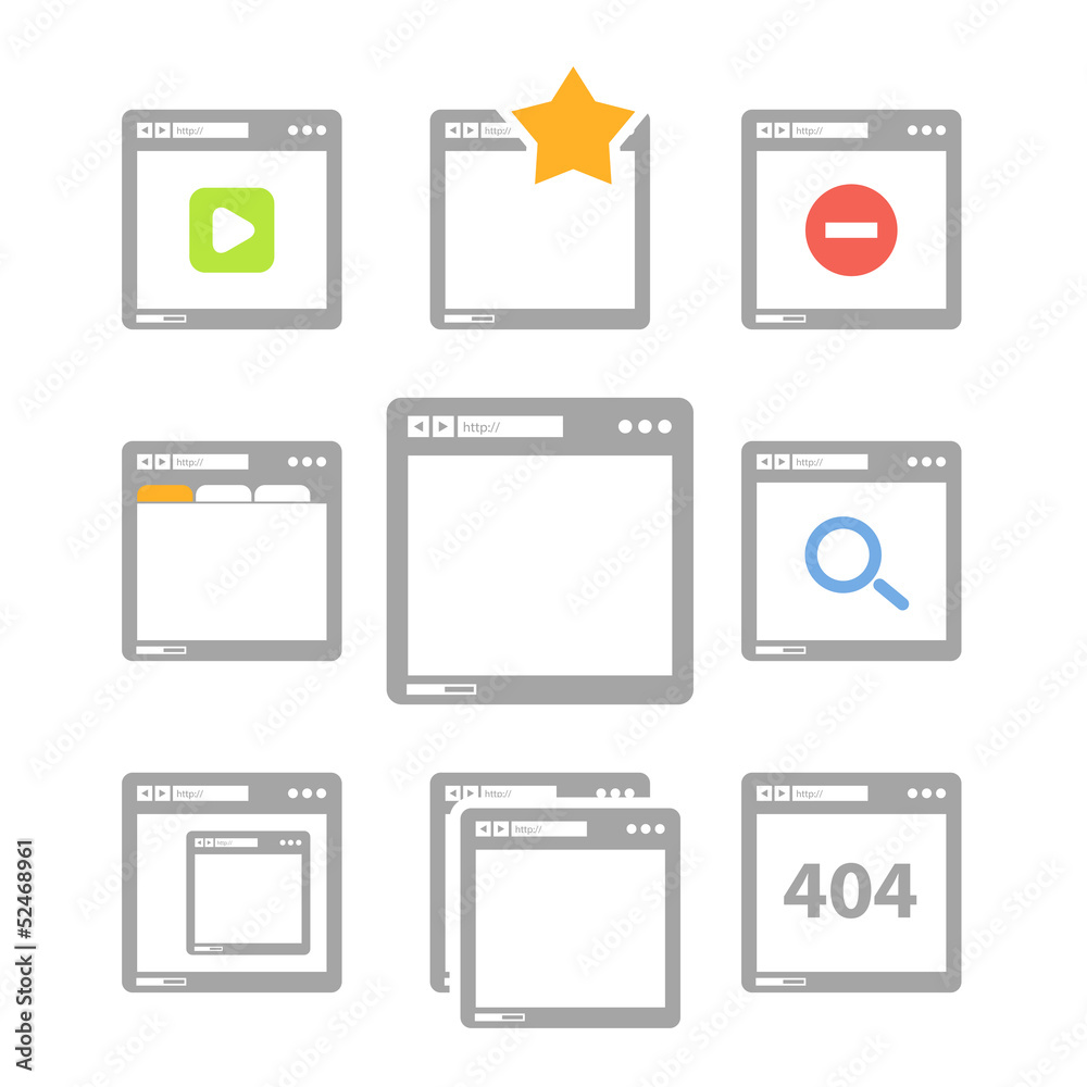 Web browser icons isolated on white
